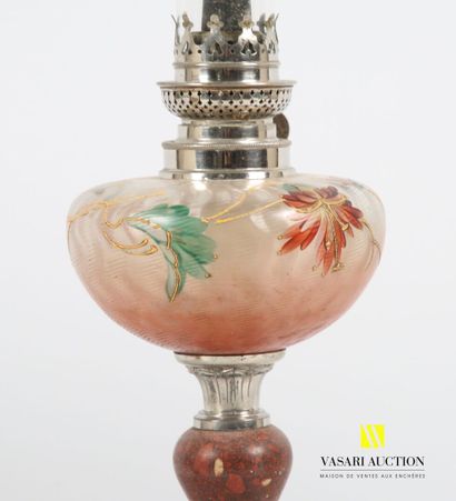 null Kerosene lamp in regula, the glass tank decorated with painted flowers (Height:...