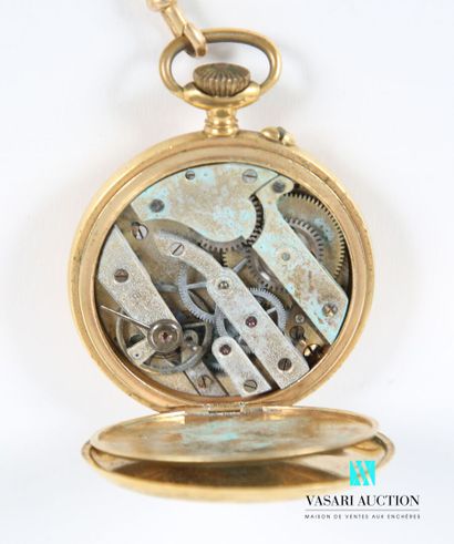 null A gilt metal pocket watch with a Roman numeral dial for the hours and a subsidiary...