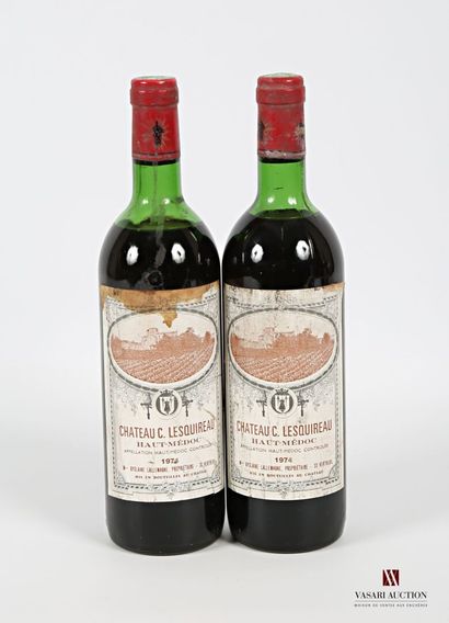 null 2 bouteilles	Château LESQUIREAU	Haut Médoc	1974
	Et. tachées. N : 1 ht/mi épaule,...
