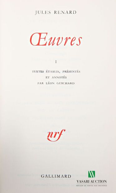 null [LA PLEIADE] 
Lot comprenant trois volumes :
- RENARD Jules - OEuvres I -Texte...