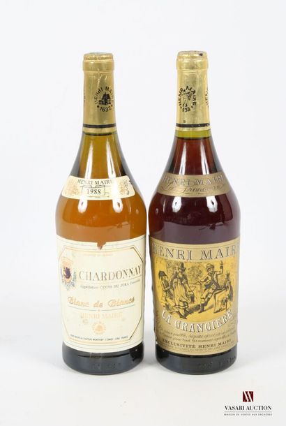 null Lot of 2 bottles of H. Maire including :
1 bottle CÔTES DU JURA Chardonnay Blanc...