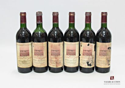 null 6 bouteilles	Château MONDÉSIR GAZIN	1ères Côtes de Blaye	1986
	Et. fanées et...