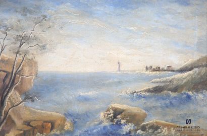 null WEISSENFELD (Début XXème siècle ?)
Vue de la côte vers le phare
Huile sur toile
Signée...