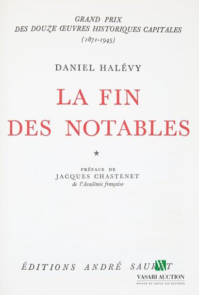 null Lot comprenant trois ouvrages : 
- HALEVY Daniel - La fin des notables préface...