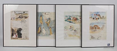 null Suite of four color reproductions after sketches by Eugène Delacroix - laid...