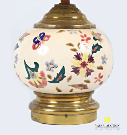 null Kerosene lamp in regula, the glass tank decorated with painted flowers (Height:...