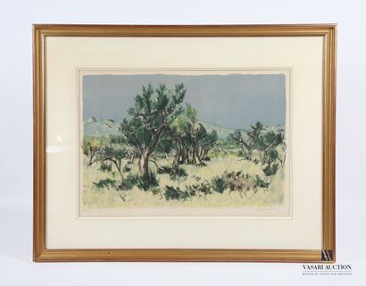 null HUMBLOT Robert (1907-1962) d'après
Paysage du sud
Lithographie en couleurs
Signée...