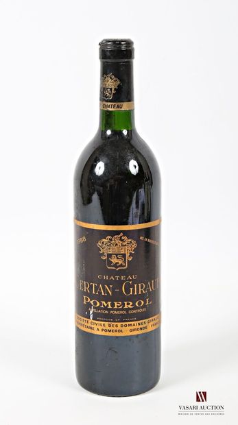 null 1 bouteille	Château CERTAN GIRAUD	Pomerol	1988
	Et. un peu fanée et légèrement...