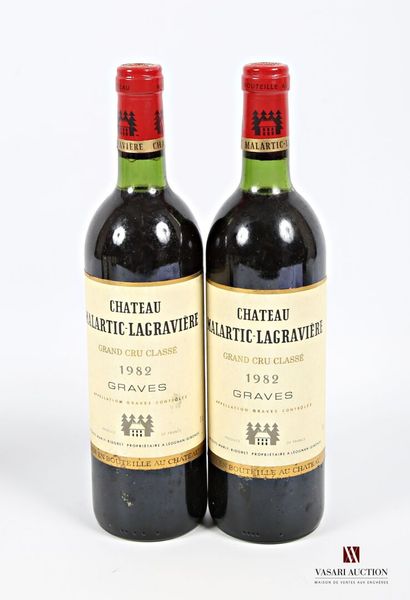 null 2 bouteilles	Château MALARTIC LAGRAVIÈRE	Graves GCC	1982
	Et. un peu tachées....