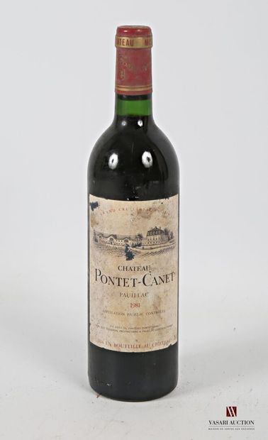 null *1 bottle Château PONTET CANET Pauillac GCC 1981
	Faded, stained and worn. N:...