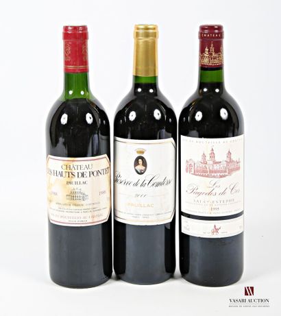 null Lot de 3 blles comprenant :		
1 bouteille	LES PAGODES DE COS	St Estèphe	1995
1...