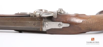 null Pair of percussion pistols, octagonal barrel with hair rifling, slightly blunderbussed...