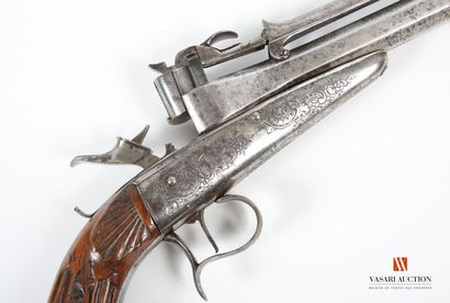 null Important pistol of shooting system Colette, with repetition by gravity, octagonal...