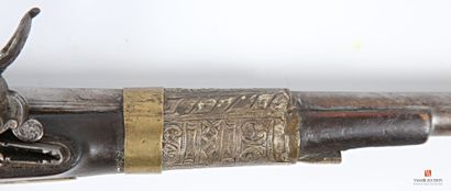 null Flintlock pistol "for Export", 32 cm round barrel, engraved on the thunder,...