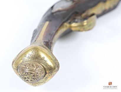 null Flintlock pistol "for the Export", barrel with sides then round of 31 cm, engraved...