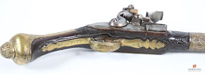 null Flintlock pistol "for the Export", barrel with sides then round of 31 cm, engraved...