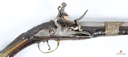 null Flintlock pistol "for the Export", barrel with sides then round of 31 cm, engraved...