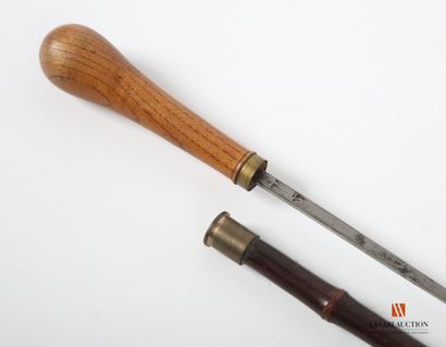 null Elegant system cane, bamboo shaft, wooden handle in the shape of a pear, quadrangular...