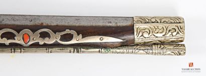 null Important flintlock pistol, barrel with sides then round of 42 cm, plate with...