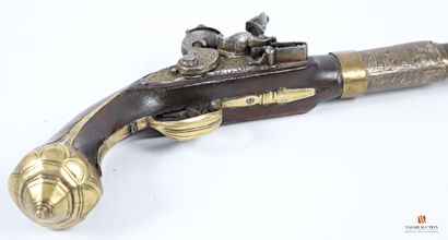 null Pistolet à silex "pour l'Export", canon à pans puis rond de 32 cm, gravé sur...