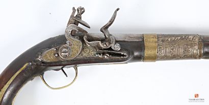 null Pistolet à silex "pour l'Export", canon à pans puis rond de 32 cm, gravé sur...