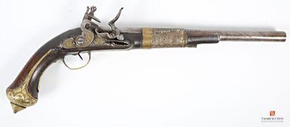 null Flintlock pistol "for Export", 32 cm round barrel, engraved on the thunder,...