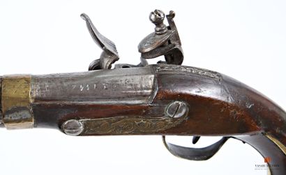 null Pistolet à silex "pour l'Export", canon à pans puis rond de 32 cm, gravé sur...