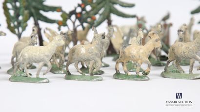 null Lot including ten figurines fir trees and leafy trees - seventy sheep and goats...