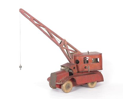 null Toy Citroën, mechanical crane truck in sheet metal brick with engine and crank,...