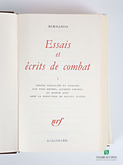 null [LA PLEIADE] 
- BERNANOS - Essais et écrits de combat Tome I - Paris, Gallimard,...