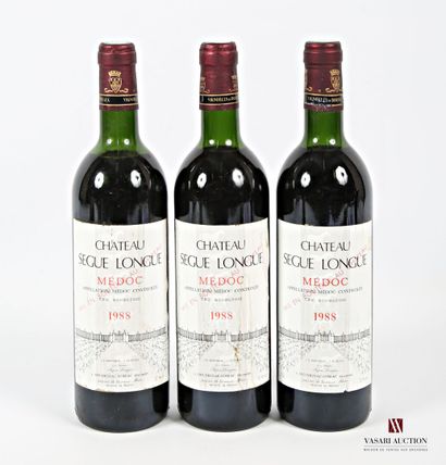 null 3 bouteilles	Château SÈGUE LONGUE	Médoc CB	1988
	Et. légèrement tachées. N :...