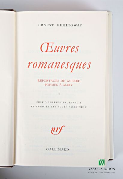 null LA PLEIADE
- HEMINGWAY Ernest - OEuvres romanesques Tome II - Paris, Gallimard,...