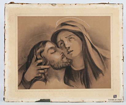 null SIMONNIER Odelly (XIXème siècle)
Pietà
Fusain et rehaut de craie sur papier...