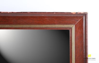 null Miroir de forme rectangulaire en bois de placage à décor d'une triple frise...