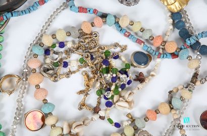 null Important lot de bijoux fantaisie comprenant bracelets, colliers, clips d'oreilles.
l'ensemble...