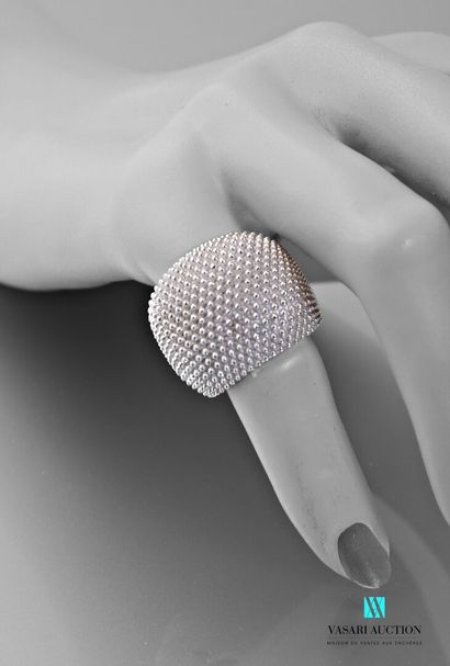 null Pesavento, 925 thousandths silver Pixel ring set with a dome decorated with...