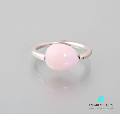 null Morgane Bello, ring in 750 thousandths white gold set with an opaque pink stone...