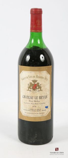 1 magnum	Château LE BEYAN	Haut Médoc	1978
	Et....