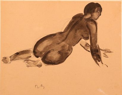 null Ecole Française du XXème siècle
Femme de dos
Encre de chine et lavis d'encre
Signée...