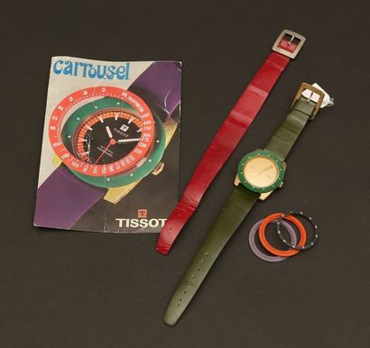null TISSOT (Carrousel/Créative), vers 1970
Amusante montre design en plaqué or à...