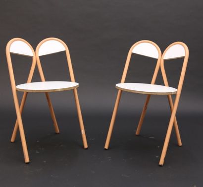 null CAILLETTE René - Jean (1919 - 2004)
Paire de chaises modèle "Primevère" en métal...