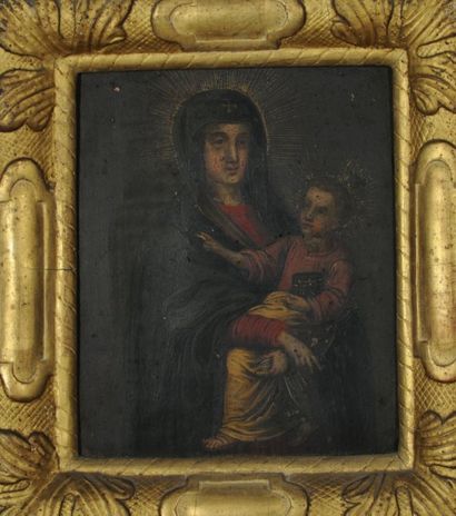 null Ecole FLAMANDE du XVIIème siècle
Vierge à l’enfant
Cuivre
16,5 x 12,5 cm
(r...