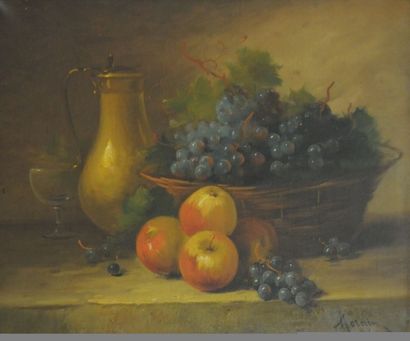 null MORAIN Pierre (1821-1893)
Nature Morte aux raisins
Huile sur toile
Signée en...
