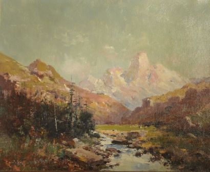 null GODCHAUX Emile (1860-1938)
Paysage de montagne
Huile sur toile
Signée en bas...
