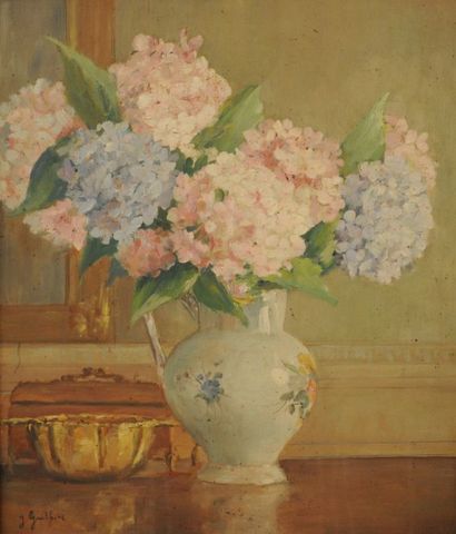 null GAUTHIER Jeanne (1904-1991)
Bouquet d’hortensias
Huile sur panneau
Signée en...