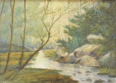 null BERGER (XIXème siècle)
Sous- bois au ruisseau
Huile sur panneau
Signée en bas...