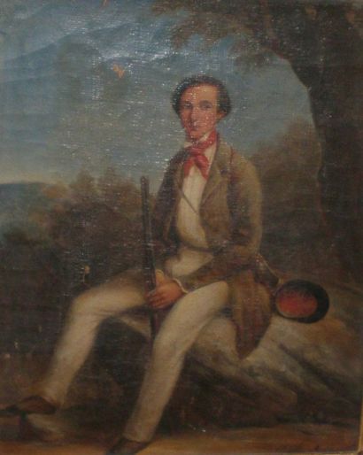 null AUGUSTE, XIXème siècle
Portrait de chasseur
Huile sur toile
Signée en bas à...