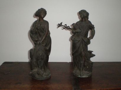 null Paire de statuettes
en régule figurant deux allégories féminines.
XIXème siècle
Haut....
