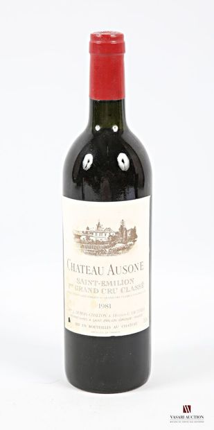 null 1 bouteille	Château AUSONE	St Emilion 1er GCC	1981
	Et. tachée 1 accroc). N...
