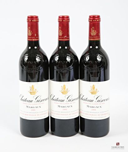 null 3 bottles Château GISCOURS Margaux GCC 1995
	St: 1 impeccable, 2 slightly stained....